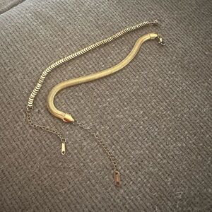 Gold Tone Snake Chain Necklace Set